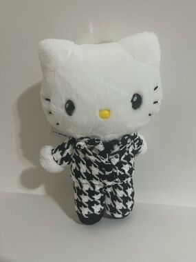 Monochrome Houndstooth Dear Daniel Kitty Mascot Keychain Plush